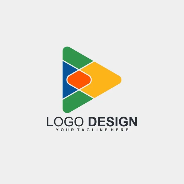 Studio Media Logo Design Play Colorful Icon Design — Stock Vector