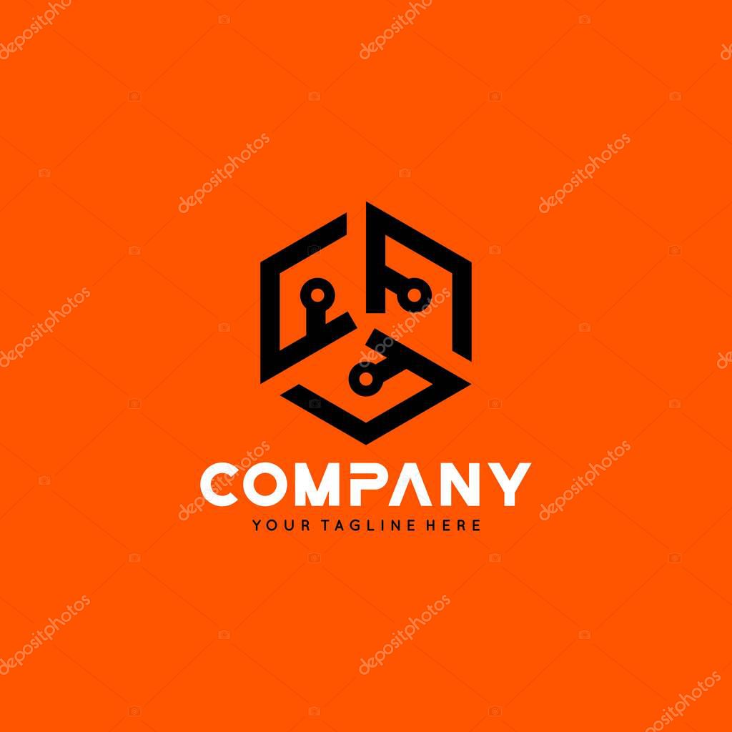 Technology polygonal logo design vector