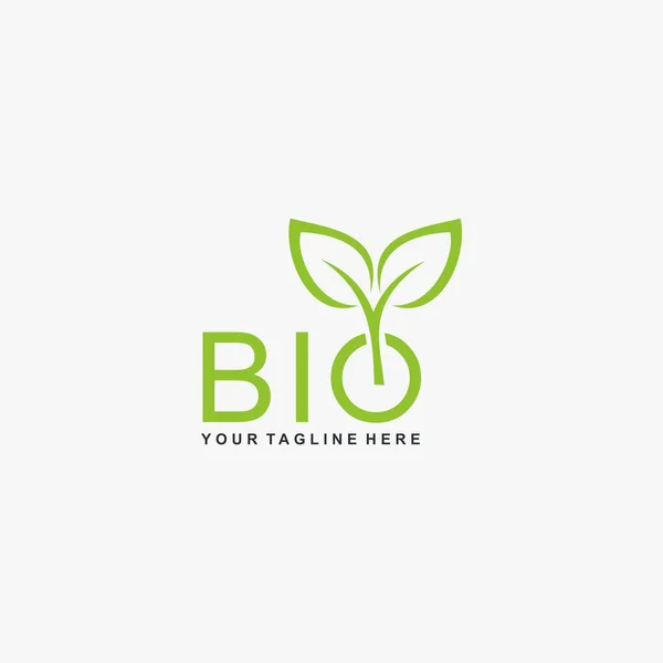 手紙Bioロゴデザイン 手紙のデザインに抽象的な植物 緑の葉のイラストのシンボル 天然有機ベクトルアイコン — ストックベクタ
