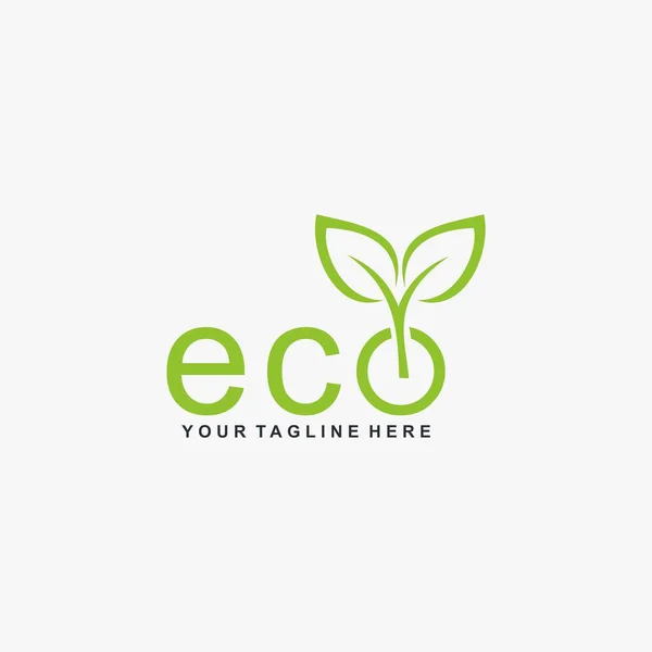 Letter ECO logo design. Plant abstract in letter design. Green leaf illustration symbol. Natural organic vector icon.