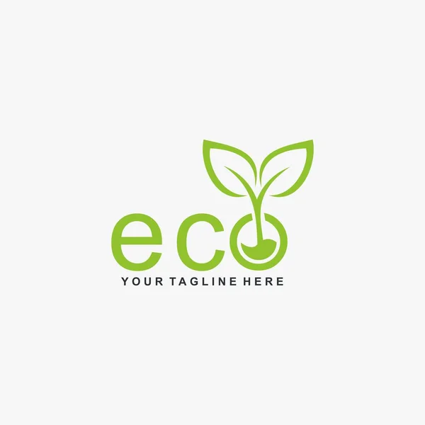 Letter ECO logo design. Plant abstract in letter design. Green leaf illustration symbol. Natural organic vector icon.