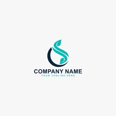 Ağrı kesici logo tasarım vektörü. Soyut harf CS çizim sembolü. Çember ve yaprak vektör simgeleri.