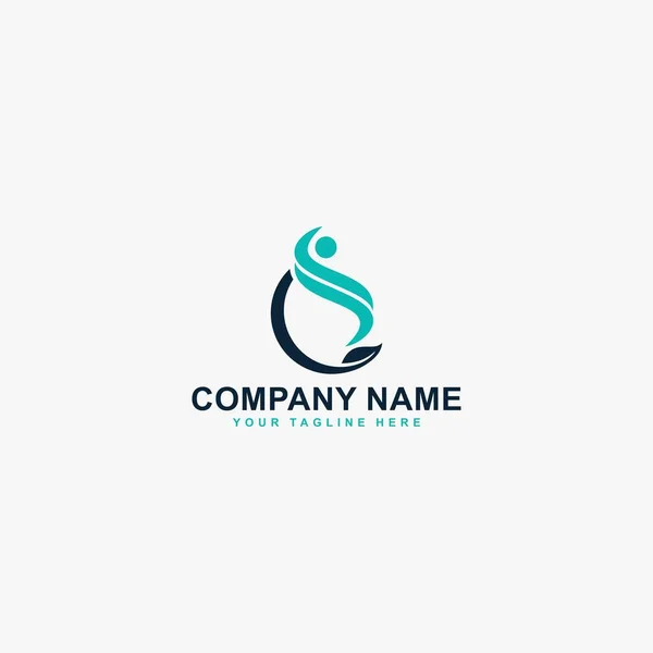 Ağrı kesici logo tasarım vektörü. Soyut harf CS çizim sembolü. Çember ve yaprak vektör simgeleri.