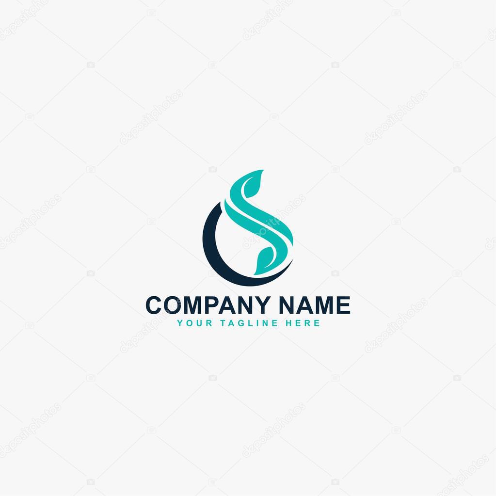 Pain relief logo design vector. Abstract letter CS illustration symbol. Circle and leaf vector icons.
