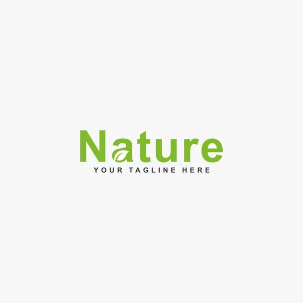 Natur Text Logo Design Vektor Buchstabe Natürliches Illustrationssymbol Grünblatt Vektorsymbol — Stockvektor