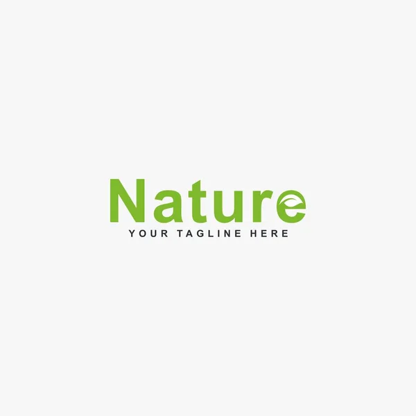 Natur Text Logo Design Vektor Buchstabe Natürliches Illustrationssymbol Grünblatt Vektorsymbol — Stockvektor