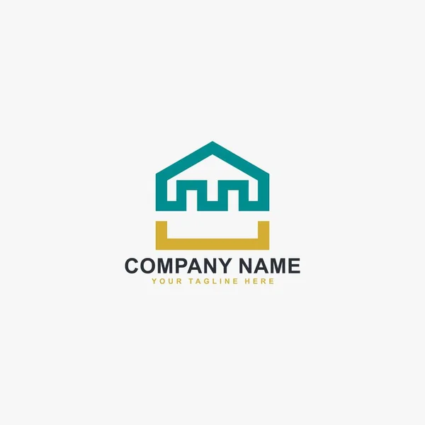 Home Linea Logo Design Simbolo Dell Illustrazione Immobiliare Descrivere Vettore — Vettoriale Stock