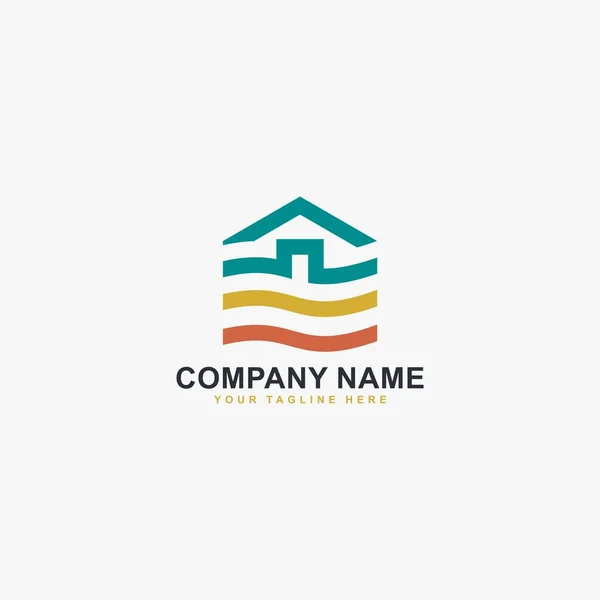 Home Linea Logo Design Simbolo Dell Illustrazione Immobiliare Descrivere Vettore — Vettoriale Stock