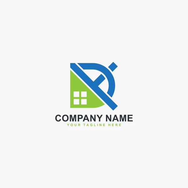 Projekt Logo Nieruchomości List Dom Abstrakcyjny Symbol Zarys Wektora Domowej — Wektor stockowy