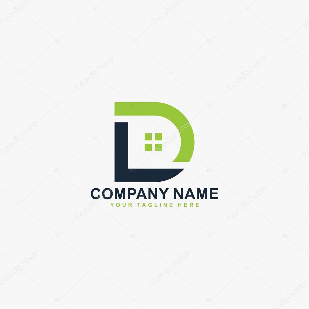 Real estate logo design. Letter DL house abstract symbol. Outline the home icon vector.