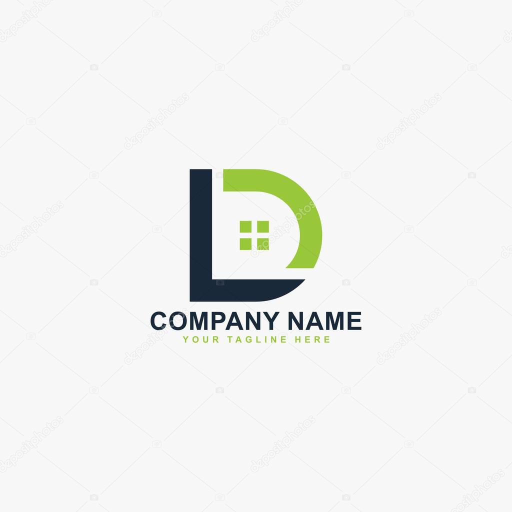 Real estate logo design. Letter DL house abstract symbol. Outline the home icon vector.