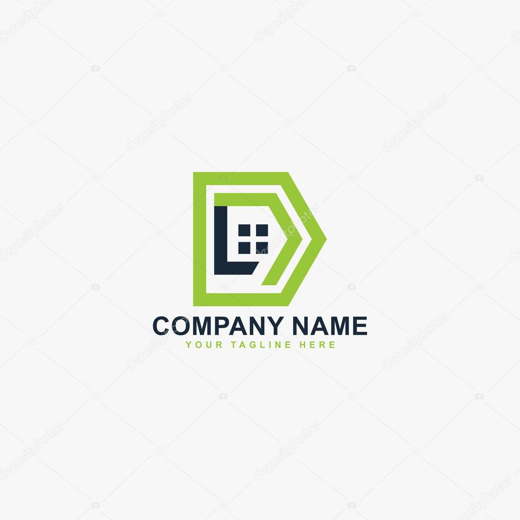 Real estate logo design. Letter DL house abstract symbol. Outline the home icon vector.