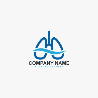 Logo tasarım vektörünü solu. Akciğerler kliniğin soyut logo sembolü.
