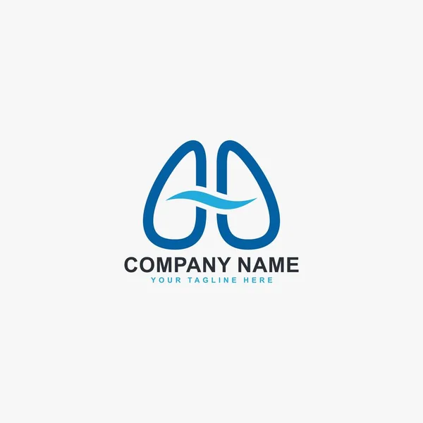 Logo tasarım vektörünü solu. Akciğerler kliniğin soyut logo sembolü.