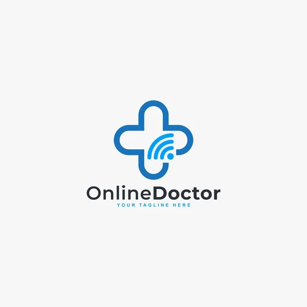 Lekarz Online Wirtualne Usługi Wektor Projektowania Logo Konsultacje Lekarzami Poprzez — Wektor stockowy