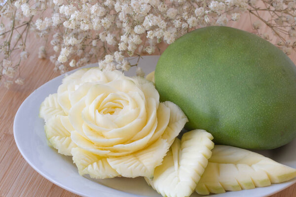 Carved Green Mangoes.