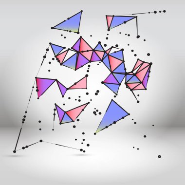 Soyut geometrik çokgen şekli. Fütüristik teknoloji vektör bilim arka plan. Bağlantı noktaları ve çizgileri yapısı