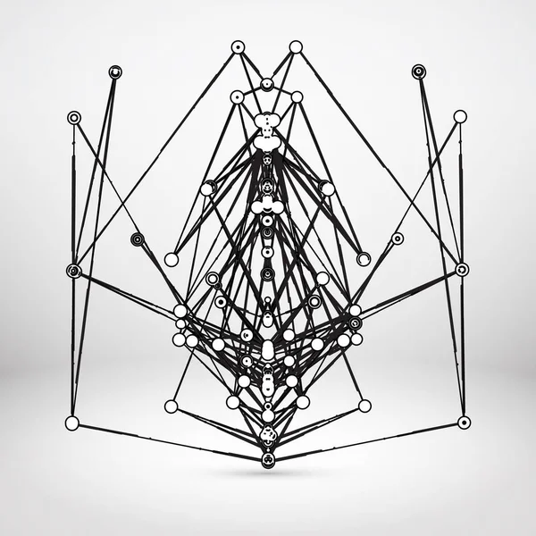 Abstrakte geometrische polygonale Form. futuristische Technologie Vektor Wissenschaft Hintergrund. Punkte und Linienstruktur verbinden — Stockvektor