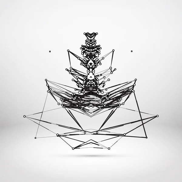 抽象的な幾何学的な多角形。未来技術のベクトル科学の背景。接続ドットと線構造 — ストックベクタ