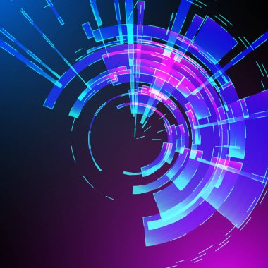 Techno geometrik vektör daire Modern bilimin arka plan