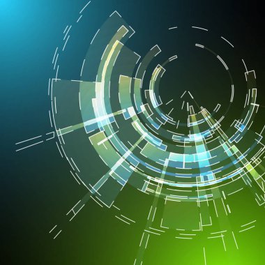 Techno geometrik vektör daire Modern bilimin arka plan