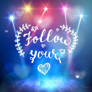 Senin kalp el olumlu teklif, hat poster vektör çizim harflerle yazılı izleyin. Sevgililer günü kartı hat. Arka planda gösteri. Vektör iç a tasarı ile tuttu