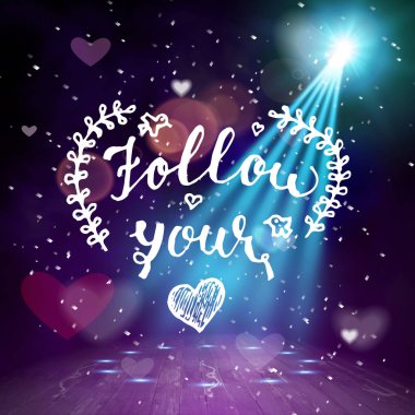 Senin kalp el olumlu teklif, hat poster vektör çizim harflerle yazılı izleyin. Sevgililer günü kartı hat. Arka planda gösteri. Vektör iç a tasarı ile tuttu