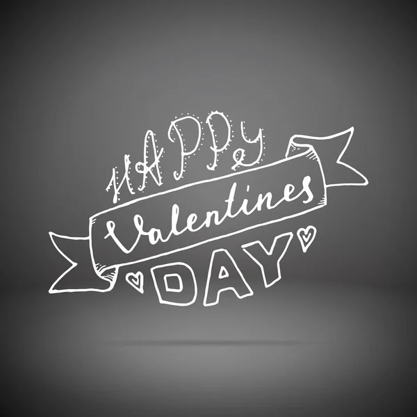 Feliz día de San Valentín escrito a mano con letras cita positiva, caligrafía cartel vector ilustración. Tarjeta de San Valentín Caligrafía — Vector de stock