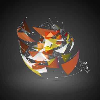 Soyut geometrik çokgen şekli. Fütüristik teknoloji vektör bilim arka plan. Bağlantı noktaları ve çizgileri yapısı