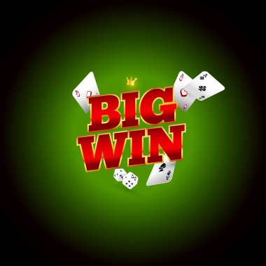 Aydınlık bir çerçeve ve öznitelikleri, bir patlama arka plan üzerinde kumar çevrili kelime büyük kazanmak. Şans afiş, kumar, casino, poker, slot, Rulet veya kemik için yeni, en iyi tasarım.