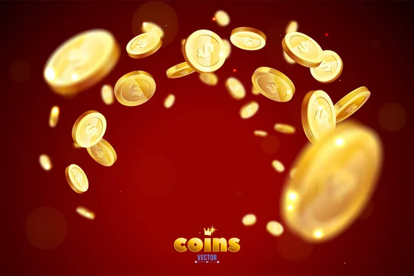 Ρεαλιστικά Χρυσά Νομίσματα Έκρηξη Απομονωμένα Διαφανές Φόντο — Διανυσματικό Αρχείο