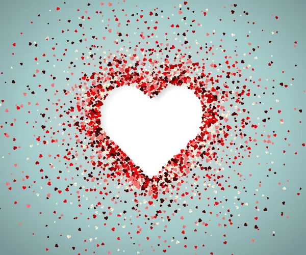 Coeurs confettis sur fond bleu . — Image vectorielle