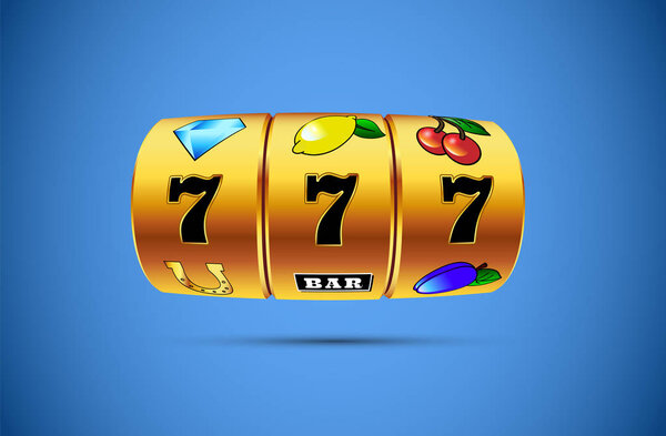 Lucky seven on slot machine. Vector.