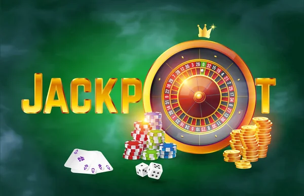 Le mot jackpot d'or entouré de roulette — Image vectorielle