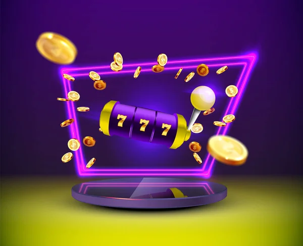 Golden slot machine gagne le jackpot . — Image vectorielle
