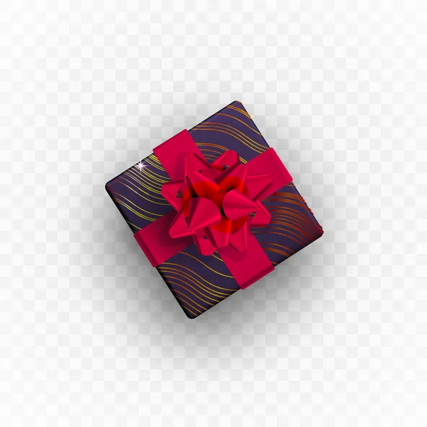 Decorative floral gift box with red bow. — ストックベクタ