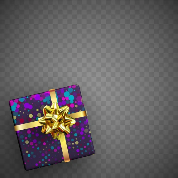 Caja de regalo floral decorativa con arco de oro . — Vector de stock