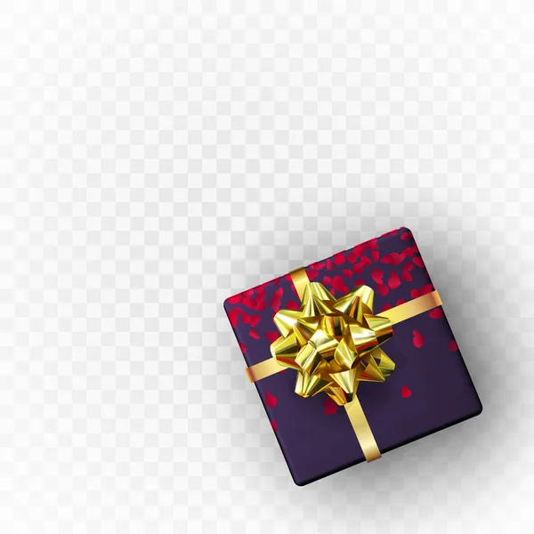 Caja de regalo floral decorativa con arco de oro . — Vector de stock