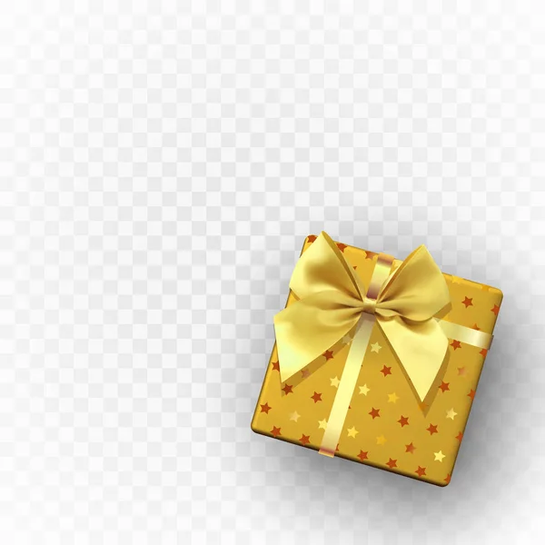 Coffret cadeau floral décoratif avec arc en or . — Image vectorielle