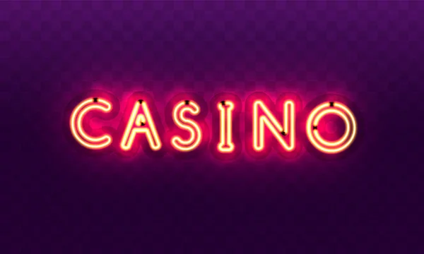 A palavra Casino, em um fundo transparente. O novo e melhor design do banner da sorte, para jogos de azar, cassino, pôquer, slot, roleta ou osso . —  Vetores de Stock