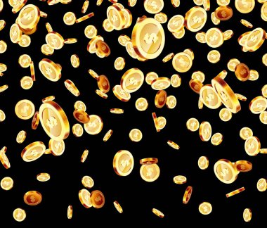 Gerçekçi altın sikkeler düşüyor. Arkaplanda izole.