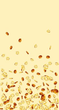 Gerçekçi altın sikkeler düşüyor. Arkaplanda izole.