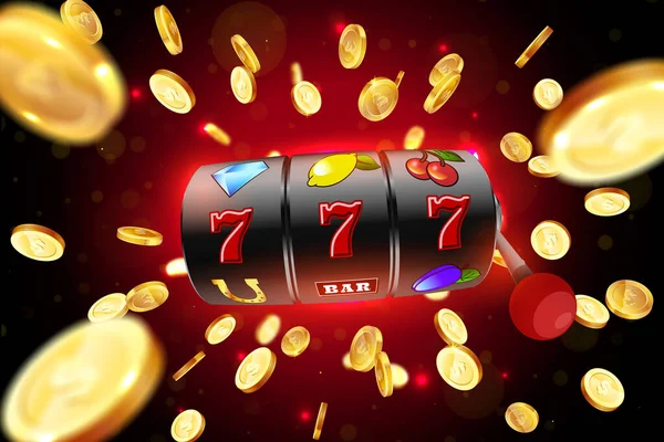 Machine Sous Noire Gagne Jackpot 777 Sur Fond Une Explosion — Image vectorielle