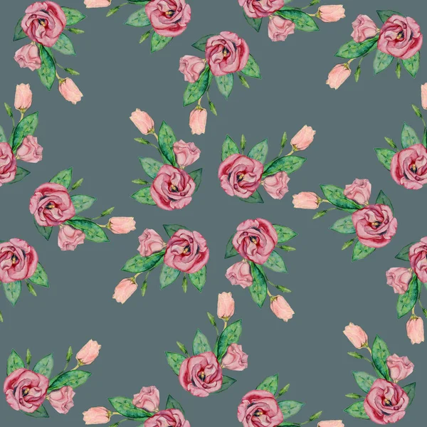 Background pattern love roses. Watercolor illustration of a hand drawing