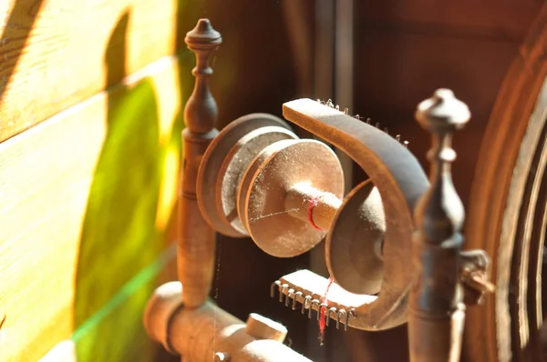 Old spinning wheel. Details. Rarity.