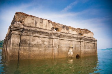 Underwater buddhist temple in Khao Laem Dam clipart
