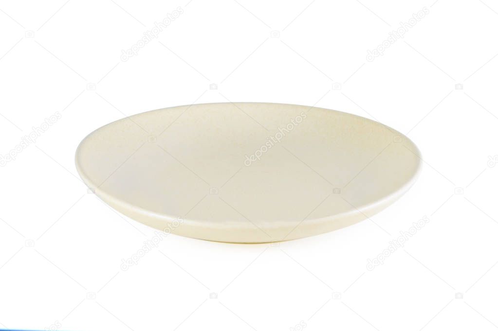 Beige empty porcelain plate with clipping path