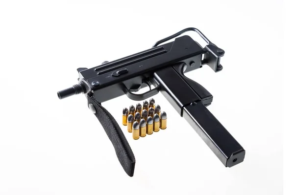 Machinepistool Geïsoleerd Witte Achtergrond — Stockfoto