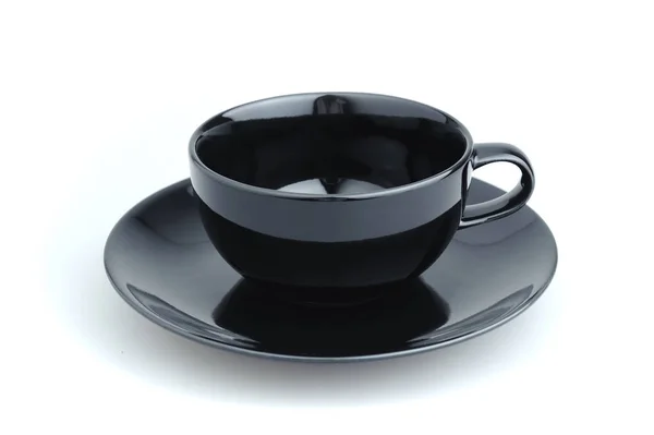 Copo de café preto vazio isolado no fundo branco. Porcelana b — Fotografia de Stock