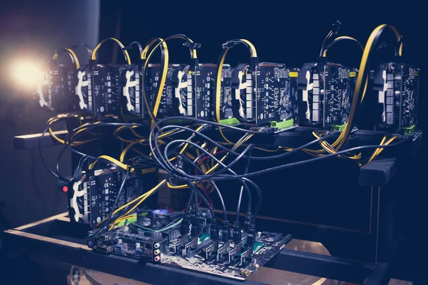 Cryptocurrency mining farm. bitcoin and altcoins mining. asic miner.